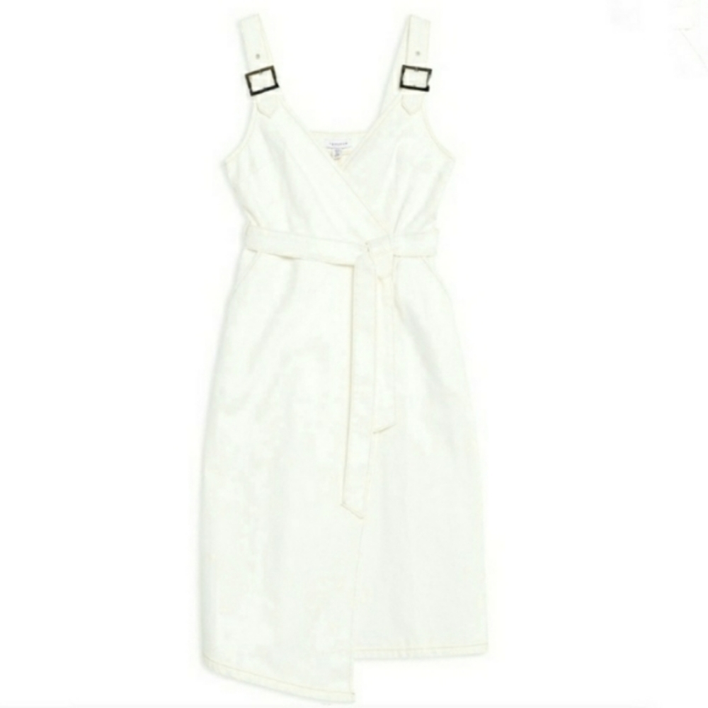 NWOT TopShop White Denim Midi Dress Size 4
